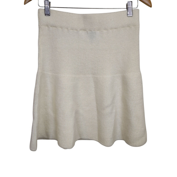 Mable Skirt Womens Large Cream Rib Knit Flare Soft Stretch Fall Preppy - Picture 7 of 13